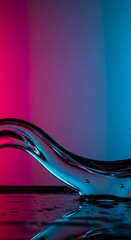 Abstract, clear liquid flowing smoothly across a surface, creating a dynamic background with ample blank space for versatile design or text use, subtle, simple, Fluidity