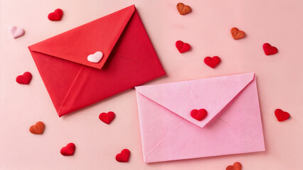 Paper envelopes for Valentine's Day. Love envelopes for holidays and hearts