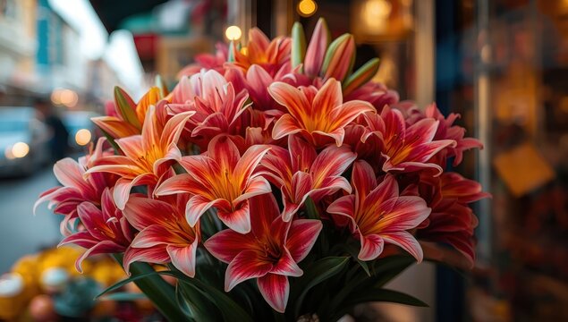 Lovely blooms available on the sidewalk