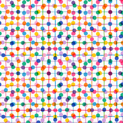 Colorful dots and check cute seamless vector pattern for kids designs, background and fabric