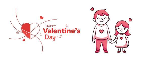 Happy Valentine&rsquo;s Day Cute Couple Love Illustration Romantic Couple Valentine Design