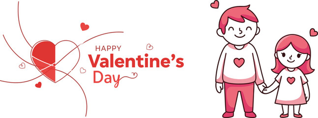 Happy Valentine&rsquo;s Day Cute Couple Love Illustration Romantic Couple Valentine Design