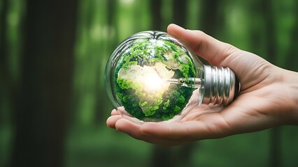 A human hand carefully holding a green earth globe sphere represents a global business concept for environmental protection, ecology care, and saving our blue planet's nature