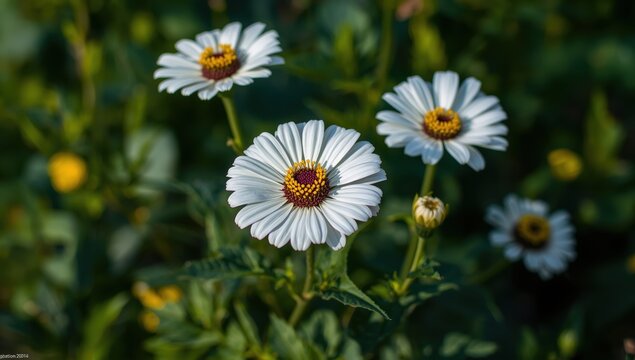 Lovely white Zinnia blooms in the garden, also called Zinia or Kembang ratna