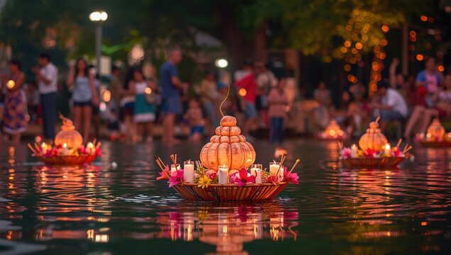 Loy Krathong celebration. The krathong was crafted from bread