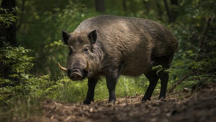 Male wild boar in Spessart, Bavaria, Germany