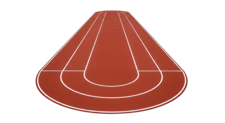 A red and white striped track and field track with a white background.