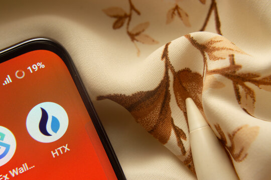 Dhaka, Bangladesh- 07 May 2025: HTX app icon is seen on smartphone.