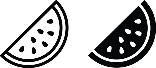 Black and white illustration of two watermelon slices