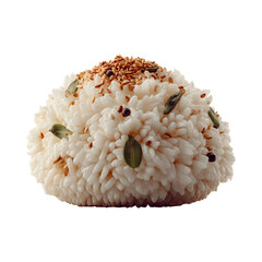 Fluffy White Rice Mound with Sesame and Pumpkin Seed Toppings