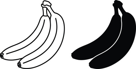 A drawing of two bunches of bananas one black and white