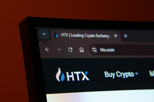 Dhaka, Bangladesh- 02 June 2025: Close-up of a computer screen displaying the HTX web interface in dark mode