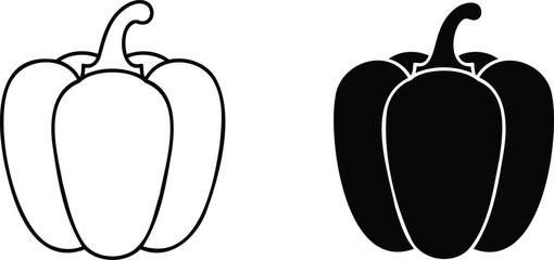 Black and white bell pepper illustrations