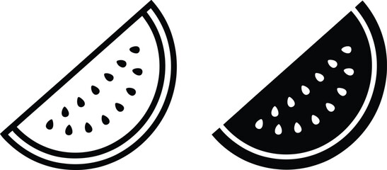 Black and white illustration of two watermelon slices