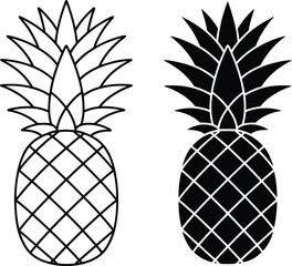 Black and white pineapple illustrations