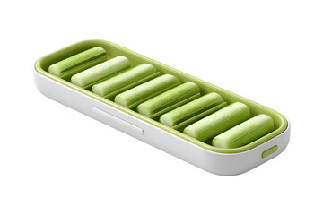 Minimalist Presentation of Chopped Green Vegetable Sticks in a Bento style Container