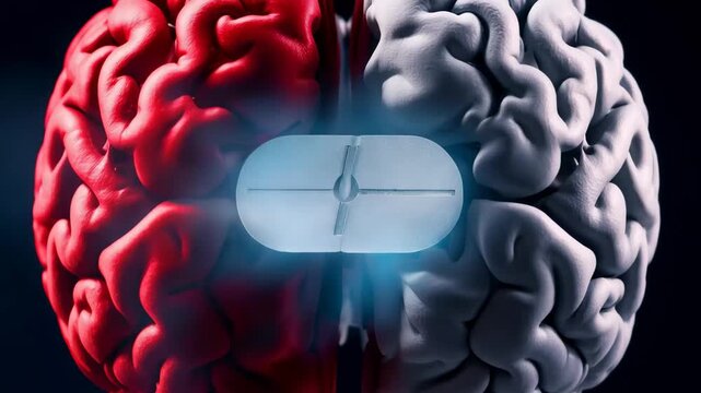 Understanding the connection between the left and right brain through visual representation and color contrast