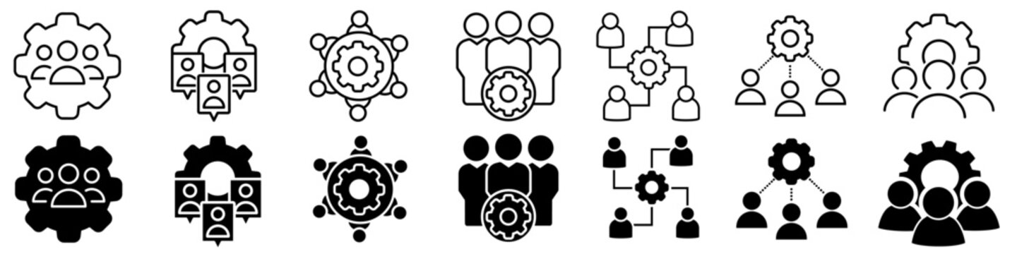 Technical support team vector set. Development team Illustration sign collection.  Programmers team symbol or logo.