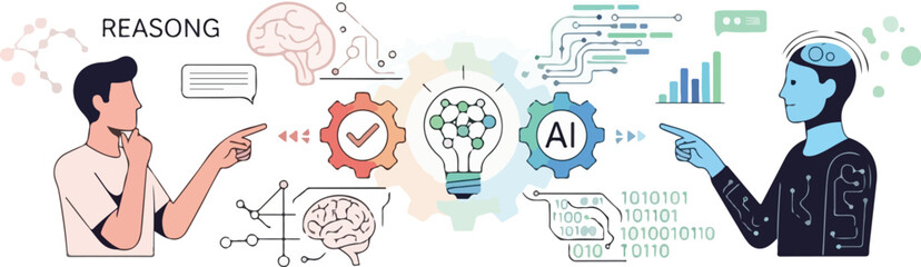 Human and AI Collaborating to Validate Scientific Truth Illustration