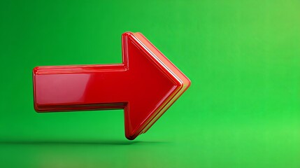 Bold Red Arrow Pointing Right on Green Background with Directional Symbol, and Success.