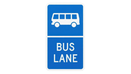 Blue Bus Lane Road Traffic Sign Icon Illustration
