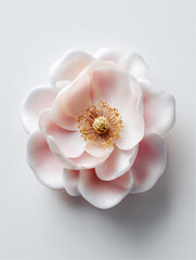 淡いピンクのグラデーションが美しい一輪のアネモネのアップ