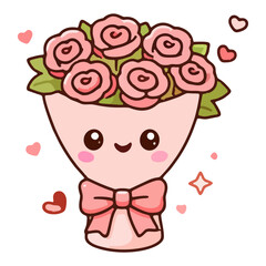 bouquet of pink roses with ribbon