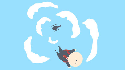 ビジネスイメージイラスト_スカイダイビングするビジネスマン