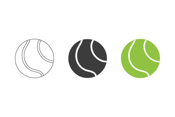 Tennis Ball Icon Set &ndash; Symbols of Sport, Energy, and Design Variation