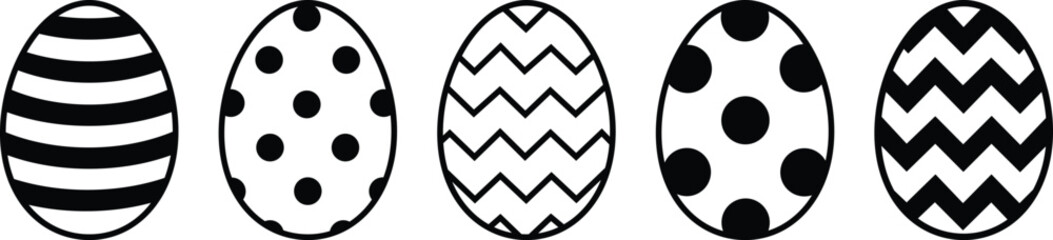 Easter egg. Ornament easter eggs set. Painted Eggs. Easter egg back icon. Vector.