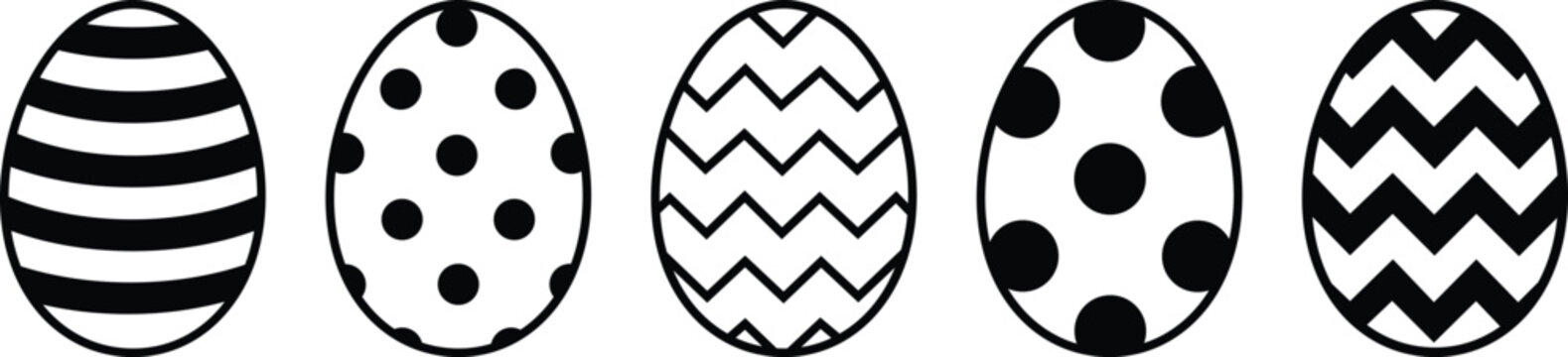 Easter egg. Ornament easter eggs set. Painted Eggs. Easter egg back icon. Vector.