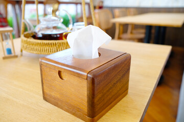 A tissue box placed on a table.