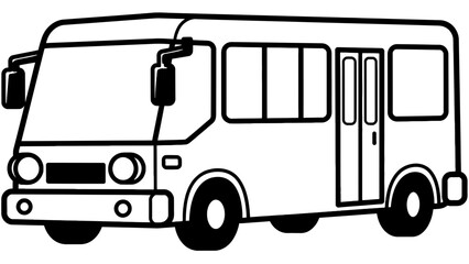 A cartoon blue bus with yellow headlights on a white background