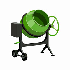 Green Cement Mixer on Stand for Construction Site