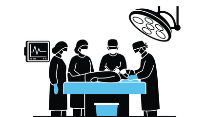Medical professionals performing surgery in a hospital operating room setting