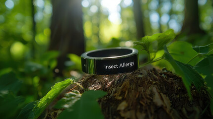 Digital alert "Insect Allergy" on a fitness tracker screen, allergy concept