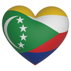 3d heart Comoros flag icon vector illustration 