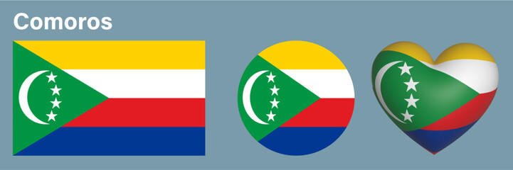 set Comoros flag icon vector illustration 