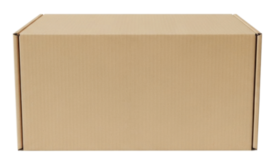 Empty Cardboard Packaging Box Isolated on Transparent Background