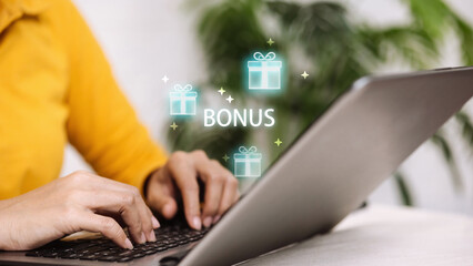 Bonus Reward Program and Customer Loyalty Concept with Gift Icons