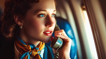 A closeup of a woman on a phone, with a focus on her face and upper body. She is wearing a blue scarf with orange and yellow patterns.