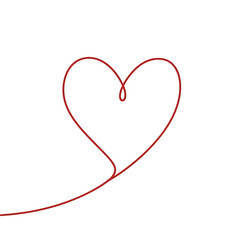 A red heart outline on a transparent background symbolizing love and affection