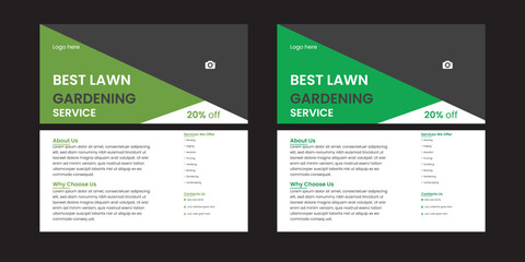 garden service and instagram promotion social media post and web banner design template This editable social media flyer template enhances your garden services' online presence. It is perfect for prom