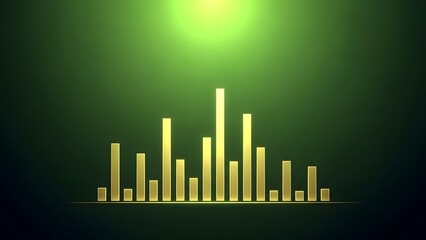 A 3d bar chart with a glowing green light shining down