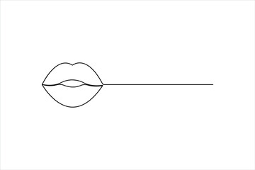 Lips continuous one line drawing art design