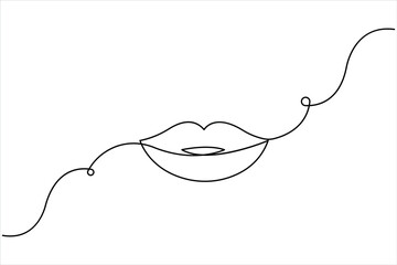 Lips continuous one line drawing art design