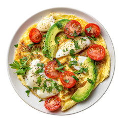 Omelet with Avocado, Cherry Tomatoes, Mozzarella, Parsley, and Black Pepper