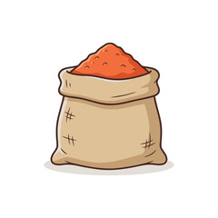 Isolated brown sack filled with orange spice powder