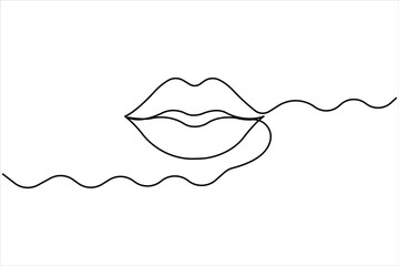Lips continuous one line drawing art design