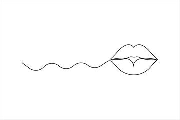 Lips continuous one line drawing art design